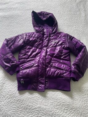 GIrls MUDD Purple Puffer Jacket With removable hood size Medium/12